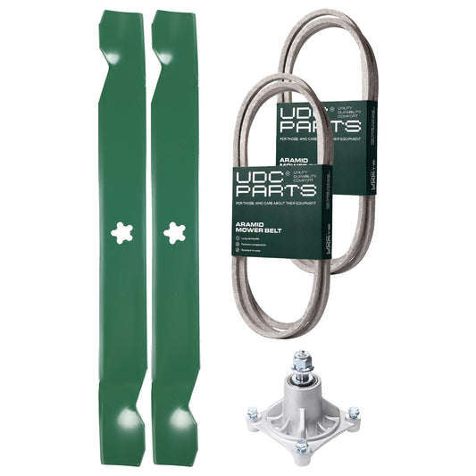 UDC Parts Mower Kit / Belt 140294 + Belt 180808 + Spindle 532174356 + 2 Pack Blades 138971 / Fits Jonsered LT2122A2 MOWER PARTS - UDC Parts Mower Kit / Belt 140294 + Belt 180808 + Spindle 532174356 + 2 Pack Blades 138971 / Fits Jonsered LT2122A2