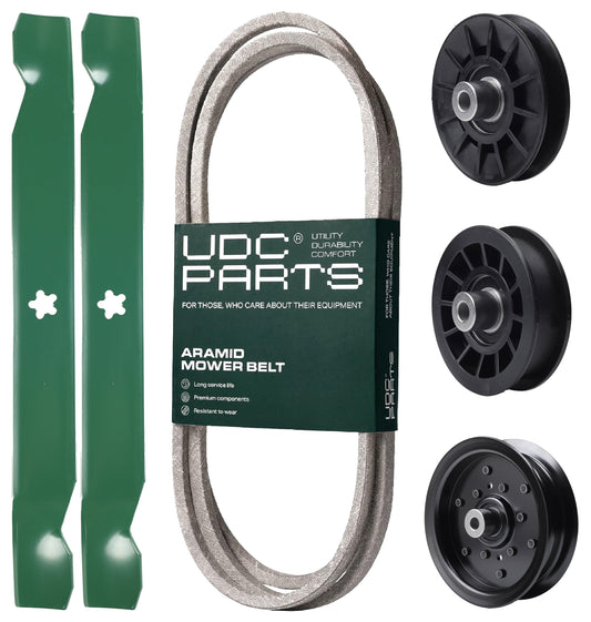 UDC Parts Mower Kit / Belt 140218 + Pulley 532194326 + Pulley 532196106 + Pulley 532194327 + 2 Pack Blades 138971 / Fits Poulan Pro PB195H42LT PB19H42YT PB20H42YT PB22H42YT PB22TH42YT XT19H42YT MOWER PARTS - UDC Parts Mower Kit / Belt 140218 + Pulley 532194326 + Pulley 532196106 + Pulley 532194327 + 2 Pack Blades 138971 / Fits Poulan Pro PB195H42LT PB19H42YT PB20H42YT PB22H42YT PB22TH42YT XT19H42YT