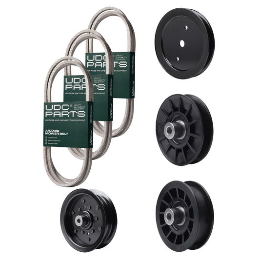 UDC Parts Mower Kit / Belt 130969 + Belt 144959 + Belt 197253 + Pulley 195945 + Pulley 532194326 + Pulley 532196106 + Pulley 532194327 / Fits Husqvarna LTH171 MOWER PARTS - UDC Parts Mower Kit / Belt 130969 + Belt 144959 + Belt 197253 + Pulley 195945 + Pulley 532194326 + Pulley 532196106 + Pulley 532194327 / Fits Husqvarna LTH171