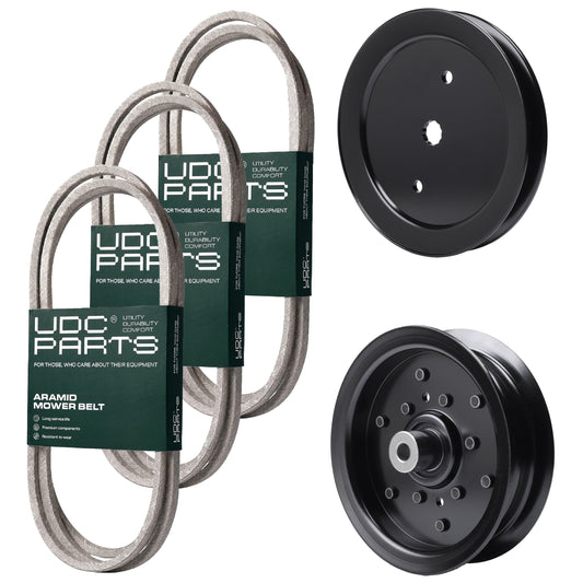 UDC Parts Mower Kit / Belt 130969 + Belt 194346 + Belt 140218 + Pulley 195945 + Pulley 532196106 / Fits Jonsered LT2216A2 MOWER PARTS - UDC Parts Mower Kit / Belt 130969 + Belt 194346 + Belt 140218 + Pulley 195945 + Pulley 532196106 / Fits Jonsered LT2216A2