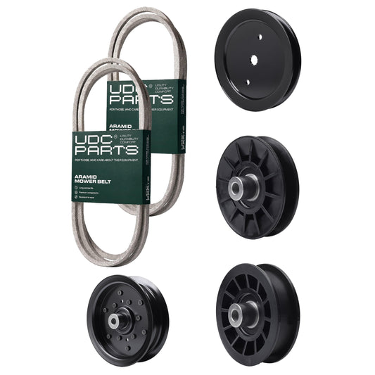 UDC Parts Mower Kit / Belt 130969 + Belt 197253 + Pulley 195945 + Pulley 532194326 + Pulley 532196106 + Pulley 532194327 / Fits Husqvarna LTH171 YTH20K46 MOWER PARTS - UDC Parts Mower Kit / Belt 130969 + Belt 197253 + Pulley 195945 + Pulley 532194326 + Pulley 532196106 + Pulley 532194327 / Fits Husqvarna LTH171 YTH20K46