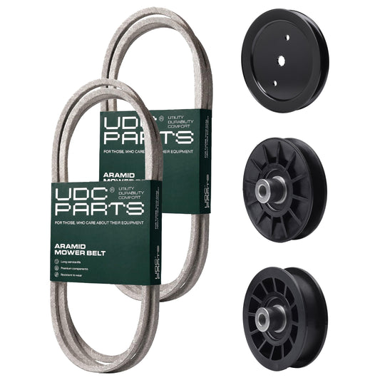UDC Parts Mower Kit / Belt 140218 + Belt 197253 + Pulley 195945 + Pulley 532194326 + Pulley 532194327 / Fits Husqvarna LTH171 MOWER PARTS - UDC Parts Mower Kit / Belt 140218 + Belt 197253 + Pulley 195945 + Pulley 532194326 + Pulley 532194327 / Fits Husqvarna LTH171
