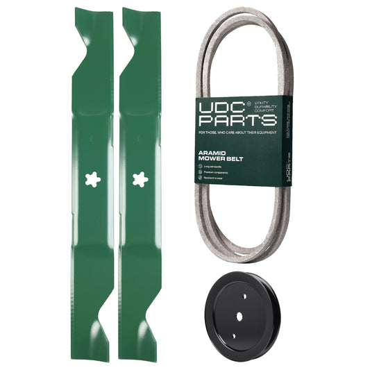 UDC Parts Mower Kit / Belt 194346 + Pulley 195945 + 2 Pack Blades 405380 / Fits Poulan Pro PB19546LT PP175G46 MOWER PARTS - UDC Parts Mower Kit / Belt 194346 + Pulley 195945 + 2 Pack Blades 405380 / Fits Poulan Pro PB19546LT PP175G46