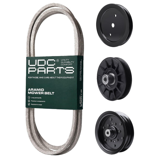 UDC Parts Mower Kit / Belt 130969 + Pulley 195945 + Pulley 532194326 + Pulley 532196106 / Fits Poulan XT195H42LT MOWER PARTS - UDC Parts Mower Kit / Belt 130969 + Pulley 195945 + Pulley 532194326 + Pulley 532196106 / Fits Poulan XT195H42LT