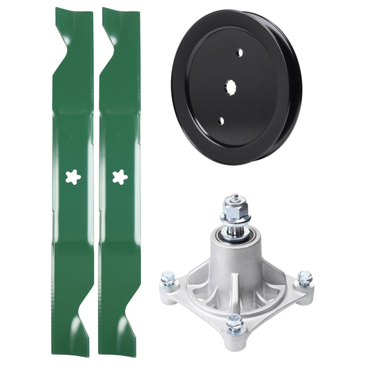 UDC Parts Mower Kit / Pulley 195945 + Spindle 532174356 + 2 Pack Blades 405380 / Fits Husqvarna RZ4219 MOWER PARTS - UDC Parts Mower Kit / Pulley 195945 + Spindle 532174356 + 2 Pack Blades 405380 / Fits Husqvarna RZ4219