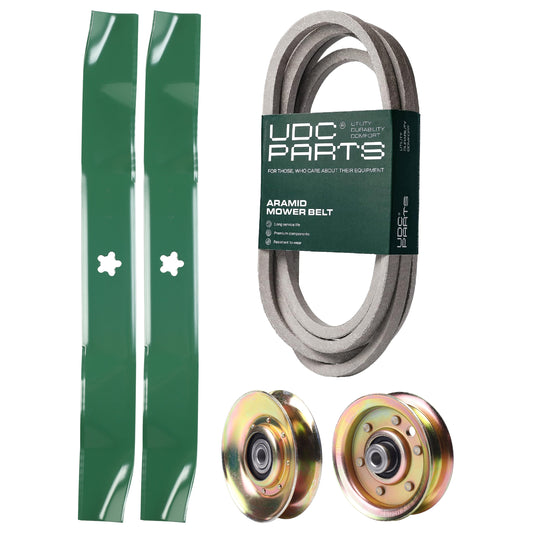 UDC Parts Mower Kit / Belt 539109243 + Pulley 127783 + Pulley 173437 + 2 Pack Blades 134149 / Fits Husqvarna LTH1542 MOWER PARTS - UDC Parts Mower Kit / Belt 539109243 + Pulley 127783 + Pulley 173437 + 2 Pack Blades 134149 / Fits Husqvarna LTH1542