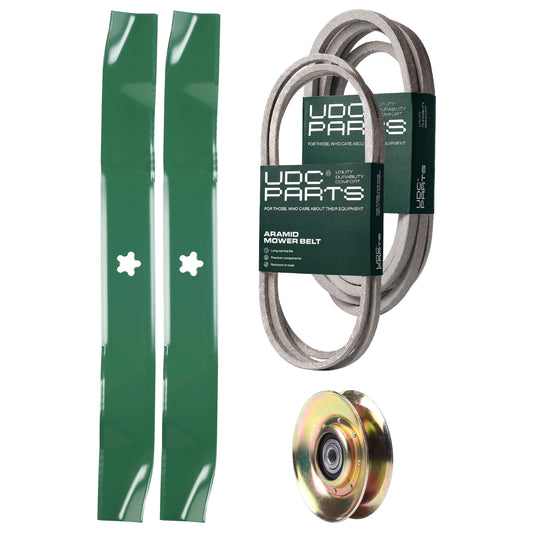 UDC Parts Mower Kit / Belt 174883 + Belt 539109243 + Pulley 127783 + 2 Pack Blades 134149 / Fits Husqvarna LTH1542 MOWER PARTS - UDC Parts Mower Kit / Belt 174883 + Belt 539109243 + Pulley 127783 + 2 Pack Blades 134149 / Fits Husqvarna LTH1542