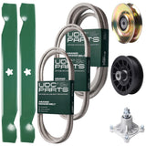 UDC Parts Mower Kit / Belt 138255 + Belt 194346 + Belt 539117245 + Pulley 127783 + Pulley 532194327 + Spindle 532174356 + 2 Pack Blades 138497 / Fits Husqvarna LT1597 Bulk Lawn Mower Blades -  UDC Parts Mower Kit / Belt 138255 + Belt 194346 + Belt 539117245 + Pulley 127783 + Pulley 532194327 + Spindle 532174356 + 2 Pack Blades 138497 / Fits Husqvarna LT1597