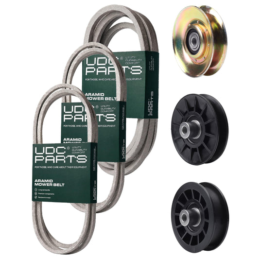 UDC Parts Mower Kit / Belt 138255 + Belt 194346 + Belt 539117245 + Pulley 127783 + Pulley 532194326 + Pulley 532194327 / Fits Husqvarna LT1597 MOWER PARTS - UDC Parts Mower Kit / Belt 138255 + Belt 194346 + Belt 539117245 + Pulley 127783 + Pulley 532194326 + Pulley 532194327 / Fits Husqvarna LT1597