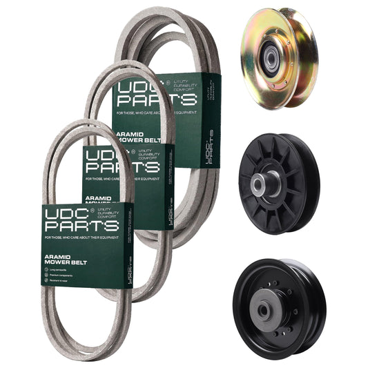 UDC Parts Mower Kit / Belt 138255 + Belt 194346 + Belt 539117245 + Pulley 127783 + Pulley 532194326 + Pulley 532196104 / Fits Husqvarna LT1597 MOWER PARTS - UDC Parts Mower Kit / Belt 138255 + Belt 194346 + Belt 539117245 + Pulley 127783 + Pulley 532194326 + Pulley 532196104 / Fits Husqvarna LT1597