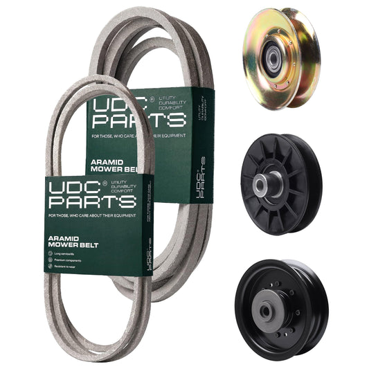 UDC Parts Mower Kit / Belt 194346 + Belt 539117245 + Pulley 127783 + Pulley 532194326 + Pulley 532196104 / Fits Husqvarna LT1597 MOWER PARTS - UDC Parts Mower Kit / Belt 194346 + Belt 539117245 + Pulley 127783 + Pulley 532194326 + Pulley 532196104 / Fits Husqvarna LT1597