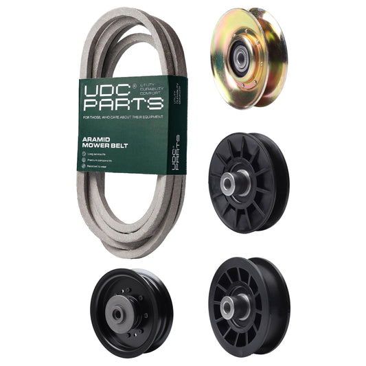 UDC Parts Mower Kit / Belt 539117245 + Pulley 127783 + Pulley 532194326 + Pulley 532194327 + Pulley 532196104 / Fits Husqvarna LT1597 MOWER PARTS - UDC Parts Mower Kit / Belt 539117245 + Pulley 127783 + Pulley 532194326 + Pulley 532194327 + Pulley 532196104 / Fits Husqvarna LT1597