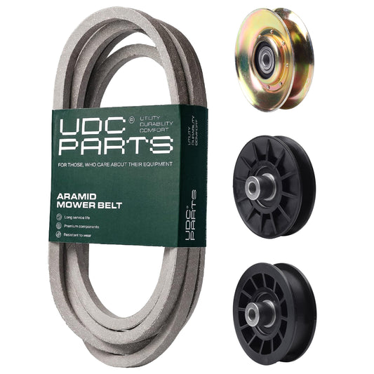 UDC Parts Mower Kit / Belt 539117245 + Pulley 127783 + Pulley 532194326 + Pulley 532194327 / Fits Husqvarna LT1597 MOWER PARTS - UDC Parts Mower Kit / Belt 539117245 + Pulley 127783 + Pulley 532194326 + Pulley 532194327 / Fits Husqvarna LT1597