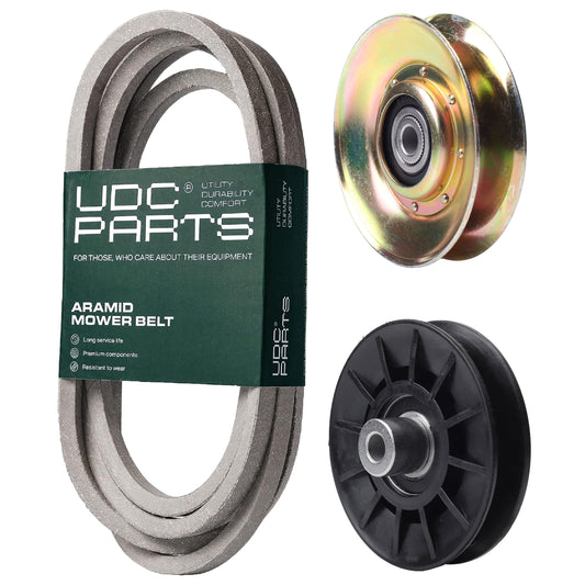 UDC Parts Mower Kit / Belt 539117245 + Pulley 127783 + Pulley 532194326 / Fits Husqvarna LT1597 MOWER PARTS - UDC Parts Mower Kit / Belt 539117245 + Pulley 127783 + Pulley 532194326 / Fits Husqvarna LT1597