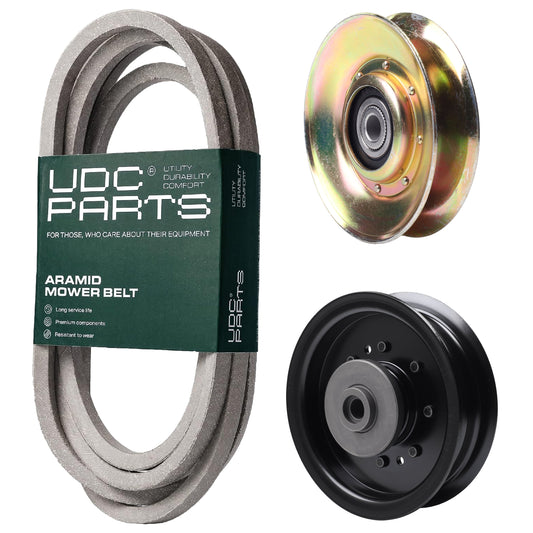 UDC Parts Mower Kit / Belt 539117245 + Pulley 127783 + Pulley 532196104 / Fits Husqvarna LT1597 MOWER PARTS - UDC Parts Mower Kit / Belt 539117245 + Pulley 127783 + Pulley 532196104 / Fits Husqvarna LT1597