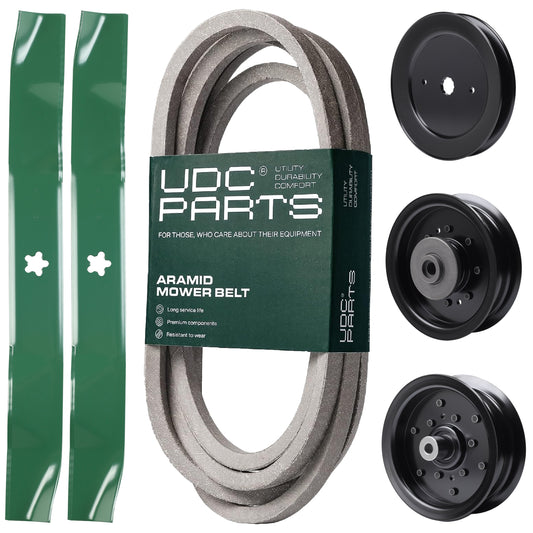 UDC Parts Mower Kit / Belt 539114557 + Pulley 129861 + Pulley 532196106 + Pulley 532196104 + 2 Pack Blades 134149 / Fits Husqvarna RZ4619 RZ4620 RZ5422 RZ5424 MOWER PARTS - UDC Parts Mower Kit / Belt 539114557 + Pulley 129861 + Pulley 532196106 + Pulley 532196104 + 2 Pack Blades 134149 / Fits Husqvarna RZ4619 RZ4620 RZ5422 RZ5424