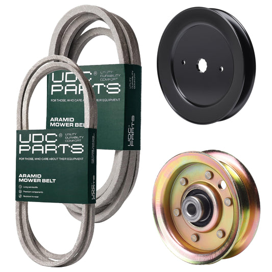 UDC Parts Mower Kit / Belt 140294 + Belt 539109243 + Pulley 129861 + Pulley 173437 / Fits Husqvarna LTH1542 MOWER PARTS - UDC Parts Mower Kit / Belt 140294 + Belt 539109243 + Pulley 129861 + Pulley 173437 / Fits Husqvarna LTH1542