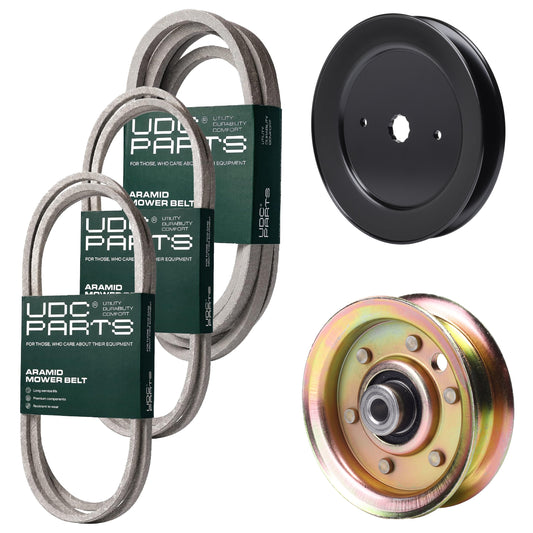 UDC Parts Mower Kit / Belt 140294 + Belt 144959 + Belt 539109243 + Pulley 129861 + Pulley 173437 / Fits Husqvarna LTH1542 MOWER PARTS - UDC Parts Mower Kit / Belt 140294 + Belt 144959 + Belt 539109243 + Pulley 129861 + Pulley 173437 / Fits Husqvarna LTH1542