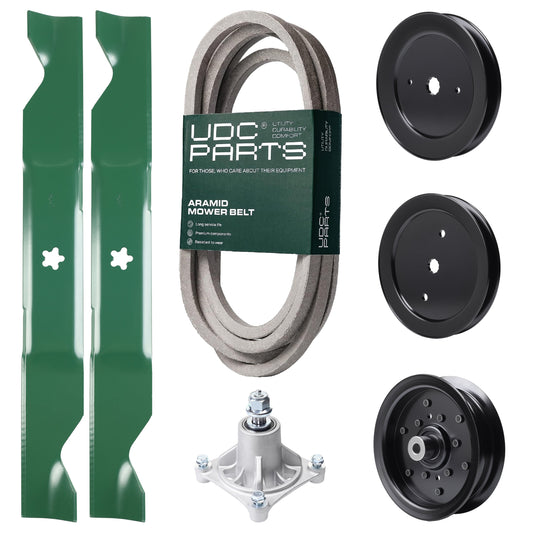 UDC Parts Mower Kit / Belt 539117245 + Pulley 129861 + Pulley 195945 + Pulley 532196106 + Spindle 532174356 + 2 Pack Blades 405380 / Fits Husqvarna RZ4219 MOWER PARTS - UDC Parts Mower Kit / Belt 539117245 + Pulley 129861 + Pulley 195945 + Pulley 532196106 + Spindle 532174356 + 2 Pack Blades 405380 / Fits Husqvarna RZ4219