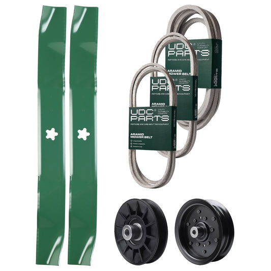 UDC Parts Mower Kit / Belt 130969 + Belt 140218 + Belt 197242 + Pulley 532194326 + Pulley 532196106 + 2 Pack Blades 134149 / Fits Jonsered LT2223A2 MOWER PARTS - UDC Parts Mower Kit / Belt 130969 + Belt 140218 + Belt 197242 + Pulley 532194326 + Pulley 532196106 + 2 Pack Blades 134149 / Fits Jonsered LT2223A2