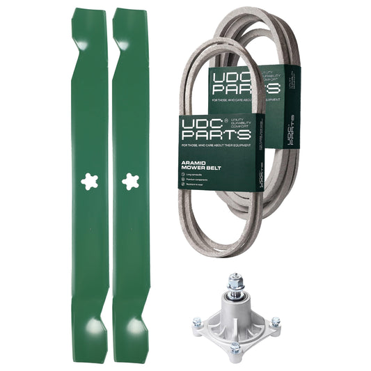 UDC Parts Mower Kit / Belt 197242 + Belt 197253 + Pulley 532194326 + 2 Pack Blades 138971 / Fits Jonsered LT2223A2 MOWER PARTS - UDC Parts Mower Kit / Belt 197242 + Belt 197253 + Pulley 532194326 + 2 Pack Blades 138971 / Fits Jonsered LT2223A2
