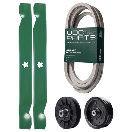UDC Parts Mower Kit / Belt 197242 + Pulley 532194326 + Pulley 532196106 + 2 Pack Blades 138971 / Fits Jonsered LT2223A2 MOWER PARTS - UDC Parts Mower Kit / Belt 197242 + Pulley 532194326 + Pulley 532196106 + 2 Pack Blades 138971 / Fits Jonsered LT2223A2