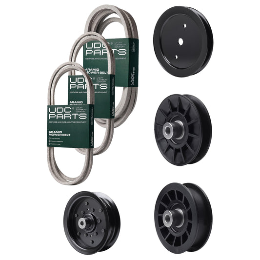 UDC Parts Mower Kit / Belt 130969 + Belt 197242 + Belt 405143 + Pulley 195945 + Pulley 532194326 + Pulley 532196106 + Pulley 532194327 / Fits Jonsered LT2320A2 MOWER PARTS - UDC Parts Mower Kit / Belt 130969 + Belt 197242 + Belt 405143 + Pulley 195945 + Pulley 532194326 + Pulley 532196106 + Pulley 532194327 / Fits Jonsered LT2320A2