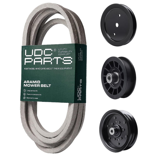 UDC Parts Mower Kit / Belt 197242 + Pulley 195945 + Pulley 532196106 + Pulley 532194327 / Fits Jonsered LT2320A2 MOWER PARTS - UDC Parts Mower Kit / Belt 197242 + Pulley 195945 + Pulley 532196106 + Pulley 532194327 / Fits Jonsered LT2320A2
