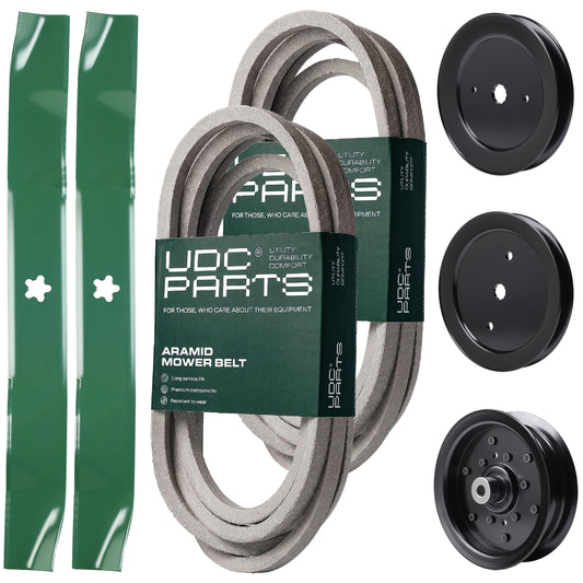 UDC Parts Mower Kit / Belt 539114557 + Belt 539117245 + Pulley 129861 + Pulley 195945 + Pulley 532196106 + 2 Pack Blades 134149 / Fits Husqvarna RZ4219 MOWER PARTS - UDC Parts Mower Kit / Belt 539114557 + Belt 539117245 + Pulley 129861 + Pulley 195945 + Pulley 532196106 + 2 Pack Blades 134149 / Fits Husqvarna RZ4219