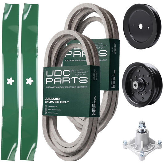 UDC Parts Mower Kit / Belt 539114557 + Belt 539117245 + Pulley 129861 + Pulley 532196106 + Spindle 532174356 + 2 Pack Blades 134149 / Fits Husqvarna RZ4219 RZ4619 RZ4620 RZ5422 RZ5424 MOWER PARTS - UDC Parts Mower Kit / Belt 539114557 + Belt 539117245 + Pulley 129861 + Pulley 532196106 + Spindle 532174356 + 2 Pack Blades 134149 / Fits Husqvarna RZ4219 RZ4619 RZ4620 RZ5422 RZ5424