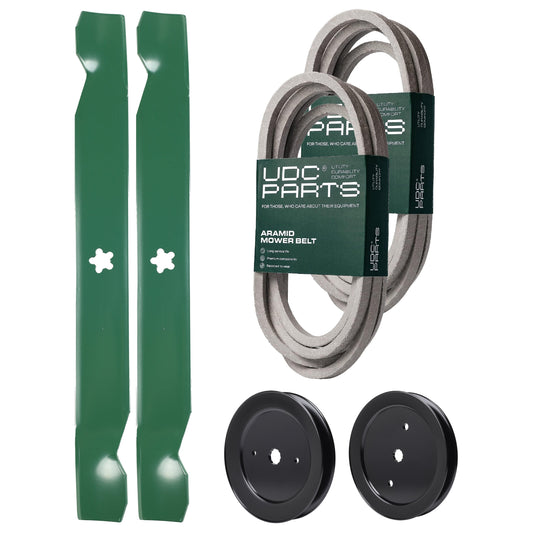 UDC Parts Mower Kit / Belt 539114557 + Belt 539117245 + Pulley 129861 + Pulley 195945 + 2 Pack Blades 138971 / Fits Husqvarna RZ4219 MOWER PARTS - UDC Parts Mower Kit / Belt 539114557 + Belt 539117245 + Pulley 129861 + Pulley 195945 + 2 Pack Blades 138971 / Fits Husqvarna RZ4219