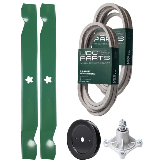 UDC Parts Mower Kit / Belt 539114557 + Belt 539117245 + Pulley 129861 + Spindle 532174356 + 2 Pack Blades 138971 / Fits Husqvarna RZ4219 RZ4619 RZ4620 RZ5422 RZ5424 MOWER PARTS - UDC Parts Mower Kit / Belt 539114557 + Belt 539117245 + Pulley 129861 + Spindle 532174356 + 2 Pack Blades 138971 / Fits Husqvarna RZ4219 RZ4619 RZ4620 RZ5422 RZ5424