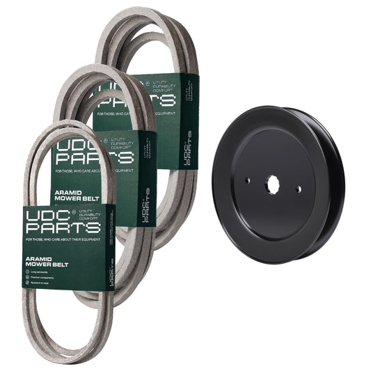 UDC Parts Mower Kit / Belt 140294 + Belt 196103 + Belt 197242 + Pulley 129861 / Fits Husqvarna GTH264T MOWER PARTS - UDC Parts Mower Kit / Belt 140294 + Belt 196103 + Belt 197242 + Pulley 129861 / Fits Husqvarna GTH264T