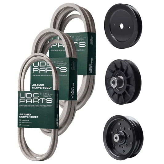 UDC Parts Mower Kit / Belt 140294 + Belt 196103 + Belt 197242 + Pulley 129861 + Pulley 532194326 + Pulley 532196106 / Fits Husqvarna GTH264T MOWER PARTS - UDC Parts Mower Kit / Belt 140294 + Belt 196103 + Belt 197242 + Pulley 129861 + Pulley 532194326 + Pulley 532196106 / Fits Husqvarna GTH264T