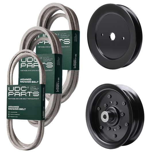 UDC Parts Mower Kit / Belt 130969 + Belt 196103 + Belt 197242 + Pulley 129861 + Pulley 532196106 / Fits Husqvarna YTH24V48 MOWER PARTS - UDC Parts Mower Kit / Belt 130969 + Belt 196103 + Belt 197242 + Pulley 129861 + Pulley 532196106 / Fits Husqvarna YTH24V48