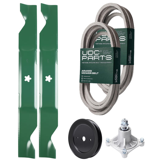 UDC Parts Mower Kit / Belt 539114557 + Belt 539117245 + Pulley 129861 + Spindle 532174356 + 2 Pack Blades 405380 / Fits Husqvarna LSZ4622 LSZ5422 LSZ5424 RZ4219 MOWER PARTS - UDC Parts Mower Kit / Belt 539114557 + Belt 539117245 + Pulley 129861 + Spindle 532174356 + 2 Pack Blades 405380 / Fits Husqvarna LSZ4622 LSZ5422 LSZ5424 RZ4219
