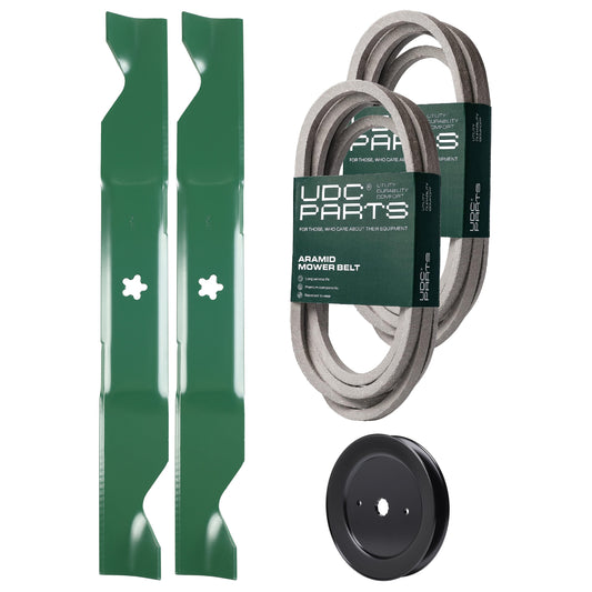 UDC Parts Mower Kit / Belt 539114557 + Belt 539117245 + Pulley 129861 + 2 Pack Blades 405380 / Fits Husqvarna LSZ4622 LSZ5422 LSZ5424 RZ4219 MOWER PARTS - UDC Parts Mower Kit / Belt 539114557 + Belt 539117245 + Pulley 129861 + 2 Pack Blades 405380 / Fits Husqvarna LSZ4622 LSZ5422 LSZ5424 RZ4219