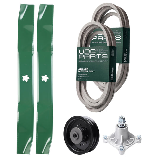 UDC Parts Mower Kit / Belt 539114557 + Belt 539117245 + Pulley 532196104 + Spindle 532174356 + 2 Pack Blades 134149 / Fits Husqvarna RZ4619 RZ4620 RZ5422 RZ5424 MOWER PARTS - UDC Parts Mower Kit / Belt 539114557 + Belt 539117245 + Pulley 532196104 + Spindle 532174356 + 2 Pack Blades 134149 / Fits Husqvarna RZ4619 RZ4620 RZ5422 RZ5424
