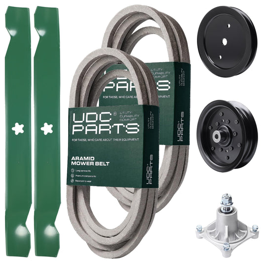UDC Parts Mower Kit / Belt 539114557 + Belt 539117245 + Pulley 195945 + Pulley 532196106 + Spindle 532174356 + 2 Pack Blades 138971 / Fits Husqvarna RZ4219 MOWER PARTS - UDC Parts Mower Kit / Belt 539114557 + Belt 539117245 + Pulley 195945 + Pulley 532196106 + Spindle 532174356 + 2 Pack Blades 138971 / Fits Husqvarna RZ4219