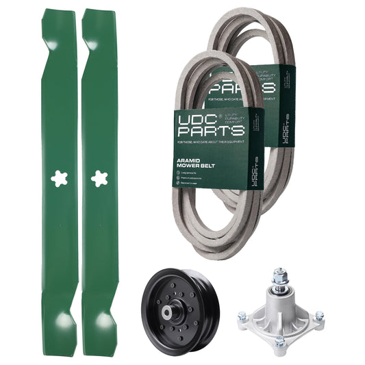 UDC Parts Mower Kit / Belt 539114557 + Belt 539117245 + Pulley 532196106 + Spindle 532174356 + 2 Pack Blades 138971 / Fits Husqvarna RZ4219 RZ4619 RZ4620 RZ5422 RZ5424 MOWER PARTS - UDC Parts Mower Kit / Belt 539114557 + Belt 539117245 + Pulley 532196106 + Spindle 532174356 + 2 Pack Blades 138971 / Fits Husqvarna RZ4219 RZ4619 RZ4620 RZ5422 RZ5424