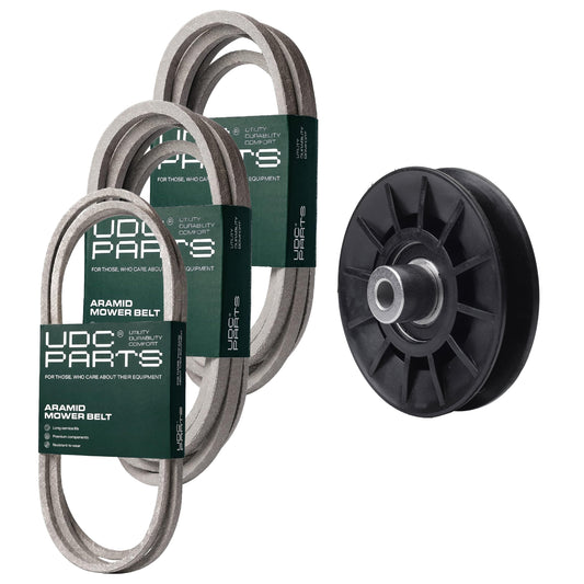 UDC Parts Mower Kit / Belt 140294 + Belt 196103 + Belt 197242 + Pulley 532194326 / Fits Husqvarna GTH264T MOWER PARTS - UDC Parts Mower Kit / Belt 140294 + Belt 196103 + Belt 197242 + Pulley 532194326 / Fits Husqvarna GTH264T