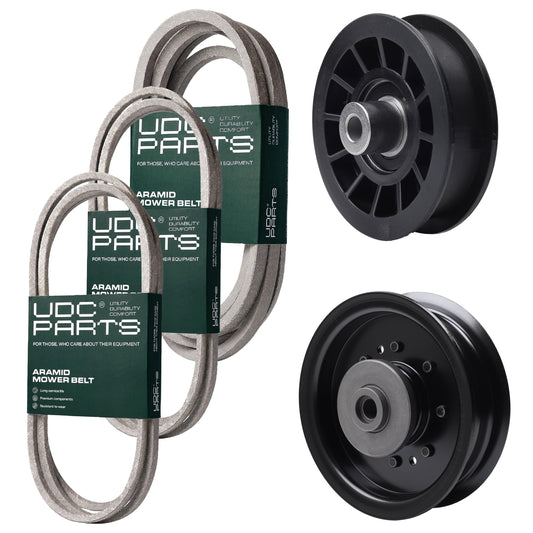 UDC Parts Mower Kit / Belt 138255 + Belt 194346 + Belt 539117245 + Pulley 532194327 + Pulley 532196104 / Fits Husqvarna LT1597 MOWER PARTS - UDC Parts Mower Kit / Belt 138255 + Belt 194346 + Belt 539117245 + Pulley 532194327 + Pulley 532196104 / Fits Husqvarna LT1597