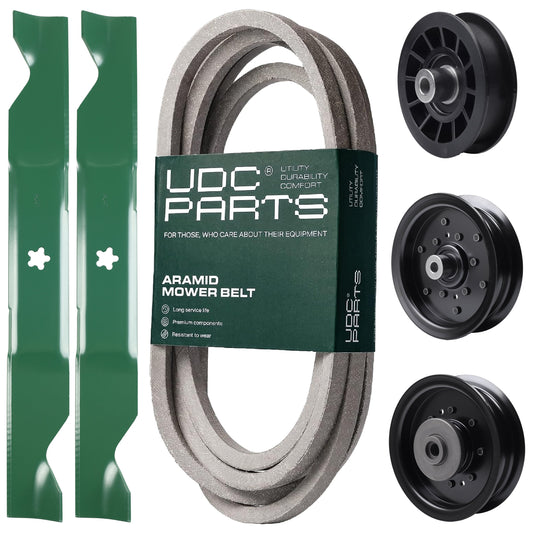 UDC Parts Mower Kit / Belt 197242 + Pulley 532196104 + Pulley 532196106 + Pulley 532194327 + 2 Pack Blades 405380 / Fits Husqvarna YTH220 Twin MOWER PARTS - UDC Parts Mower Kit / Belt 197242 + Pulley 532196104 + Pulley 532196106 + Pulley 532194327 + 2 Pack Blades 405380 / Fits Husqvarna YTH220 Twin