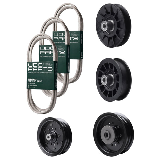 UDC Parts Mower Kit / Belt 130969 + Belt 140218 + Belt 405143 + Pulley 532194326 + Pulley 532196104 + Pulley 532196106 + Pulley 532194327 / Fits Husqvarna YTH220 Twin MOWER PARTS - UDC Parts Mower Kit / Belt 130969 + Belt 140218 + Belt 405143 + Pulley 532194326 + Pulley 532196104 + Pulley 532196106 + Pulley 532194327 / Fits Husqvarna YTH220 Twin