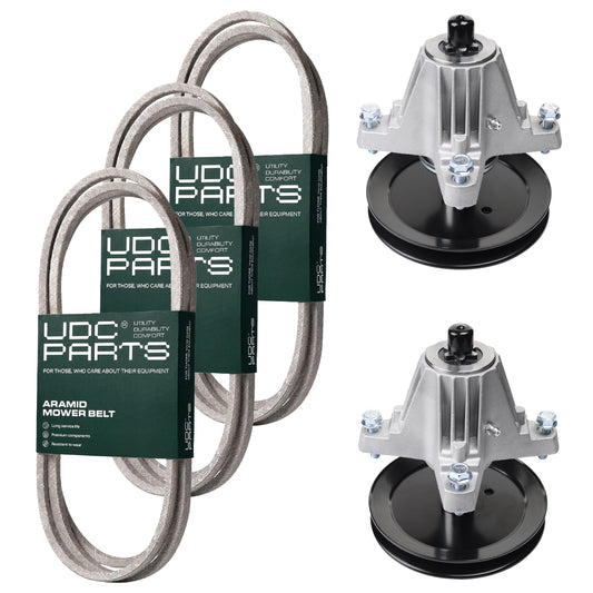 UDC Parts Mower Kit / Belt 754-04060 + Belt 754-04249 + Belt 754-05027A + Spindle 618-06976 + Spindle 918-06991 / Fits Troy-Bilt TB42 MOWER PARTS - UDC Parts Mower Kit / Belt 754-04060 + Belt 754-04249 + Belt 754-05027A + Spindle 618-06976 + Spindle 918-06991 / Fits Troy-Bilt TB42