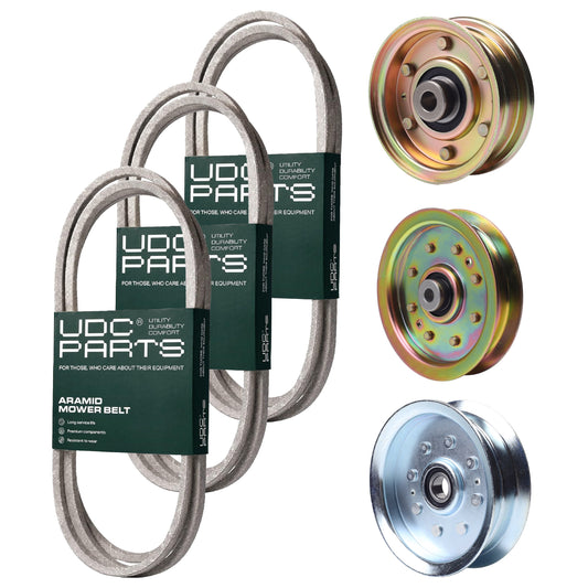 UDC Parts Mower Kit / Belt 754-04249 + Belt 754-0467 + Belt 754-05027A + Pulley 756-04224 + Pulley 956-04129 + Pulley GY20629 / Fits Troy-Bilt TB42 MOWER PARTS - UDC Parts Mower Kit / Belt 754-04249 + Belt 754-0467 + Belt 754-05027A + Pulley 756-04224 + Pulley 956-04129 + Pulley GY20629 / Fits Troy-Bilt TB42