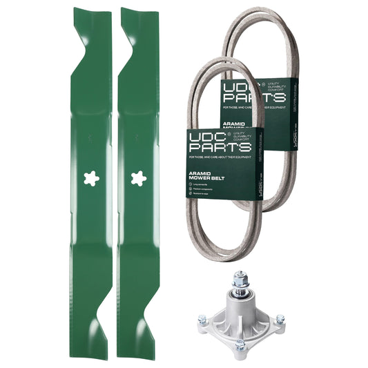 UDC Parts Mower Kit / Belt 138255 + Belt 194346 + Spindle 532174356 + 2 Pack Blades 405380 / Fits Husqvarna LT1597 MOWER PARTS - UDC Parts Mower Kit / Belt 138255 + Belt 194346 + Spindle 532174356 + 2 Pack Blades 405380 / Fits Husqvarna LT1597
