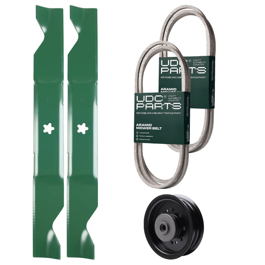 UDC Parts Mower Kit / Belt 140218 + Belt 405143 + Pulley 532196104 + 2 Pack Blades 405380 / Fits Husqvarna YTH220 Twin MOWER PARTS - UDC Parts Mower Kit / Belt 140218 + Belt 405143 + Pulley 532196104 + 2 Pack Blades 405380 / Fits Husqvarna YTH220 Twin