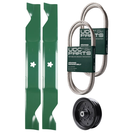 UDC Parts Mower Kit / Belt 197253 + Belt 405143 + Pulley 532196106 + 2 Pack Blades 405380 / Fits Jonsered LT2223A2 MOWER PARTS - UDC Parts Mower Kit / Belt 197253 + Belt 405143 + Pulley 532196106 + 2 Pack Blades 405380 / Fits Jonsered LT2223A2