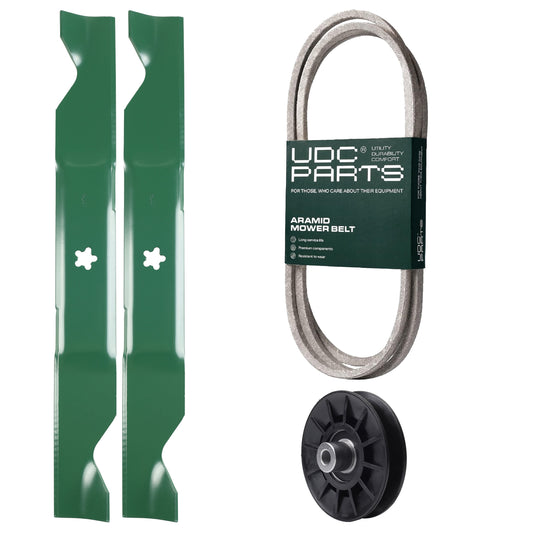 UDC Parts Mower Kit / Belt 405143 + Pulley 532194326 + 2 Pack Blades 405380 / Fits Poulan Pro PB185A46LT PB18VA46 PB19546LT PB195H46YT PB195H46YTX PB20A46 PB20A46YT PB20H46LT PB20H46YT PB20VA46 MOWER PARTS - UDC Parts Mower Kit / Belt 405143 + Pulley 532194326 + 2 Pack Blades 405380 / Fits Poulan Pro PB185A46LT PB18VA46 PB19546LT PB195H46YT PB195H46YTX PB20A46 PB20A46YT PB20H46LT PB20H46YT PB20VA46